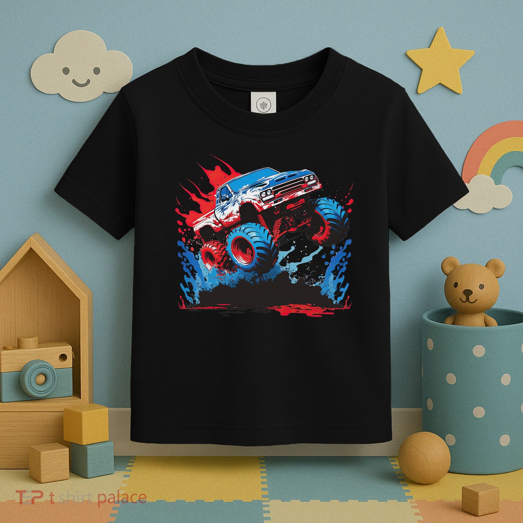Monster Truck Red White And Blue Usa  Toddler T-Shirt