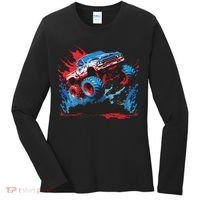 Monster Truck Red White And Blue Usa  Women's Long Sleeve Shirt thumb 0