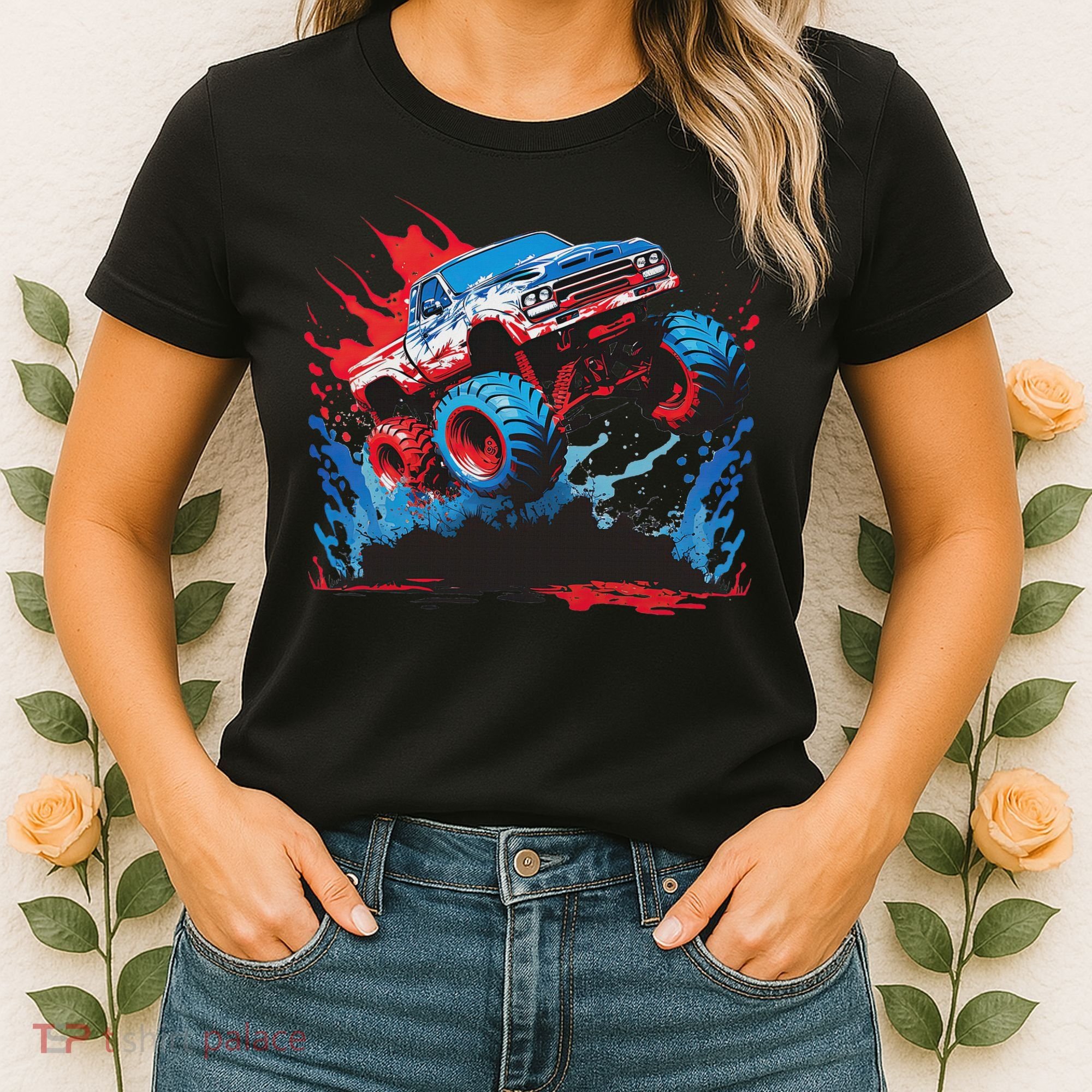 Monster Truck Red White And Blue Usa  Women's T-Shirt