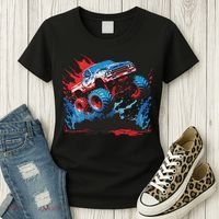 Monster Truck Red White And Blue Usa  Women's T-Shirt thumb 3