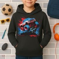 Monster Truck Red White And Blue Usa  Kids Hoodie thumb 2