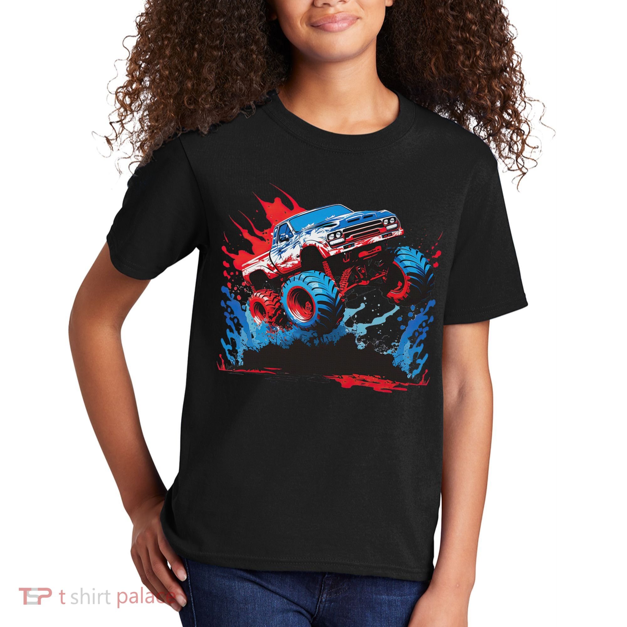 Monster Truck Red White And Blue Usa  Kids T-Shirt