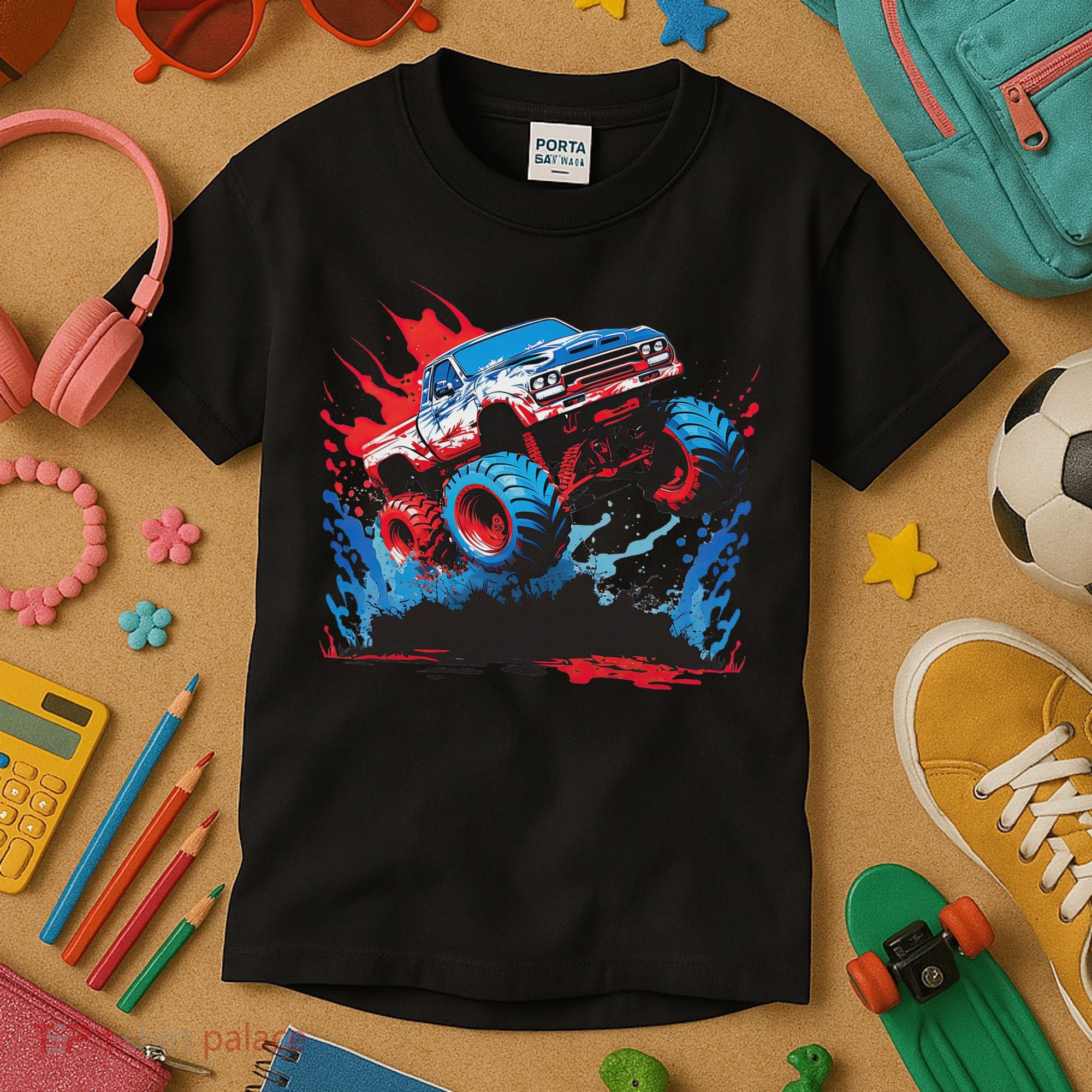 Monster Truck Red White And Blue Usa  Kids T-Shirt
