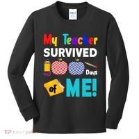 My Teacher Survived 100 Days Of Me Kids Long Sleeve Shirt thumb 0