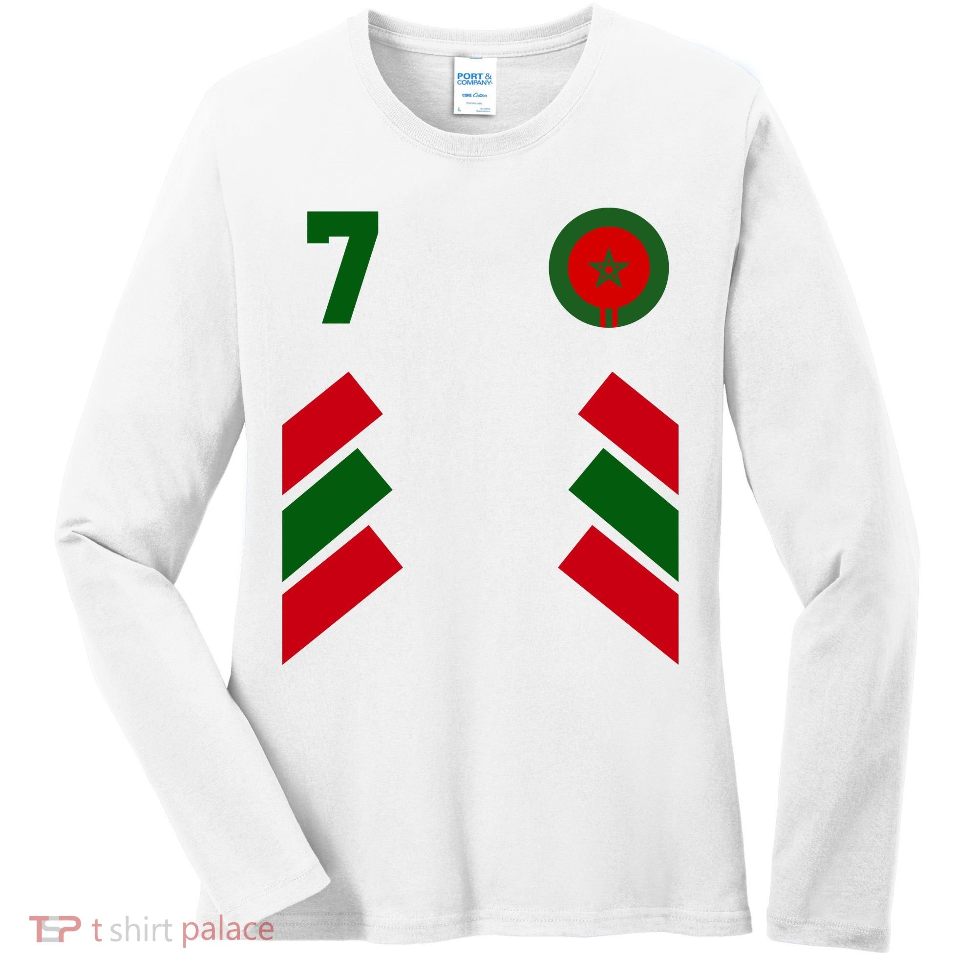 Morocco Team Sport Number 7 Women's Long Sleeve Shirt