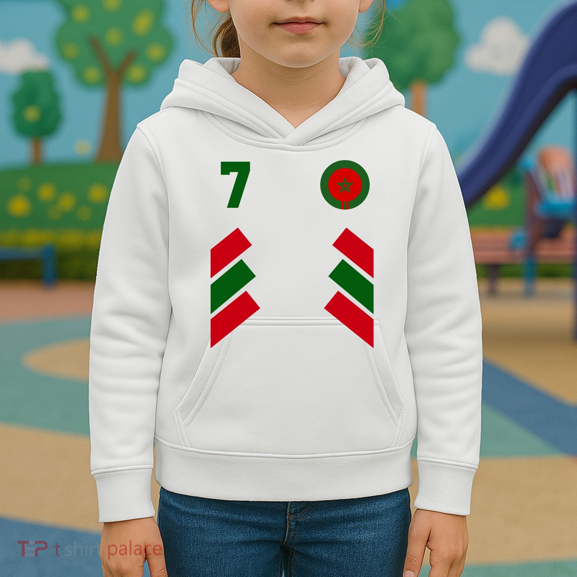 Morocco Team Sport Number 7 Kids Hoodie