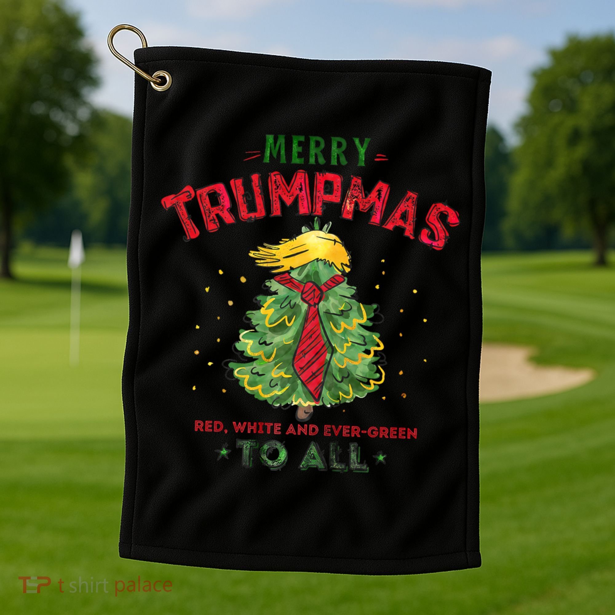 Merry Trumpmas Santa Trump Christmas Golf Towel
