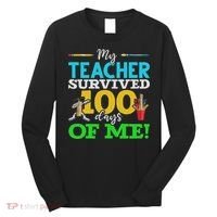 My Teacher Survived 100 Days Of Me Dab 100 Days Of School Long Sleeve Shirt thumb 0