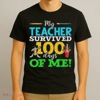 My Teacher Survived 100 Days Of Me Dab 100 Days Of School T-Shirt thumb 3
