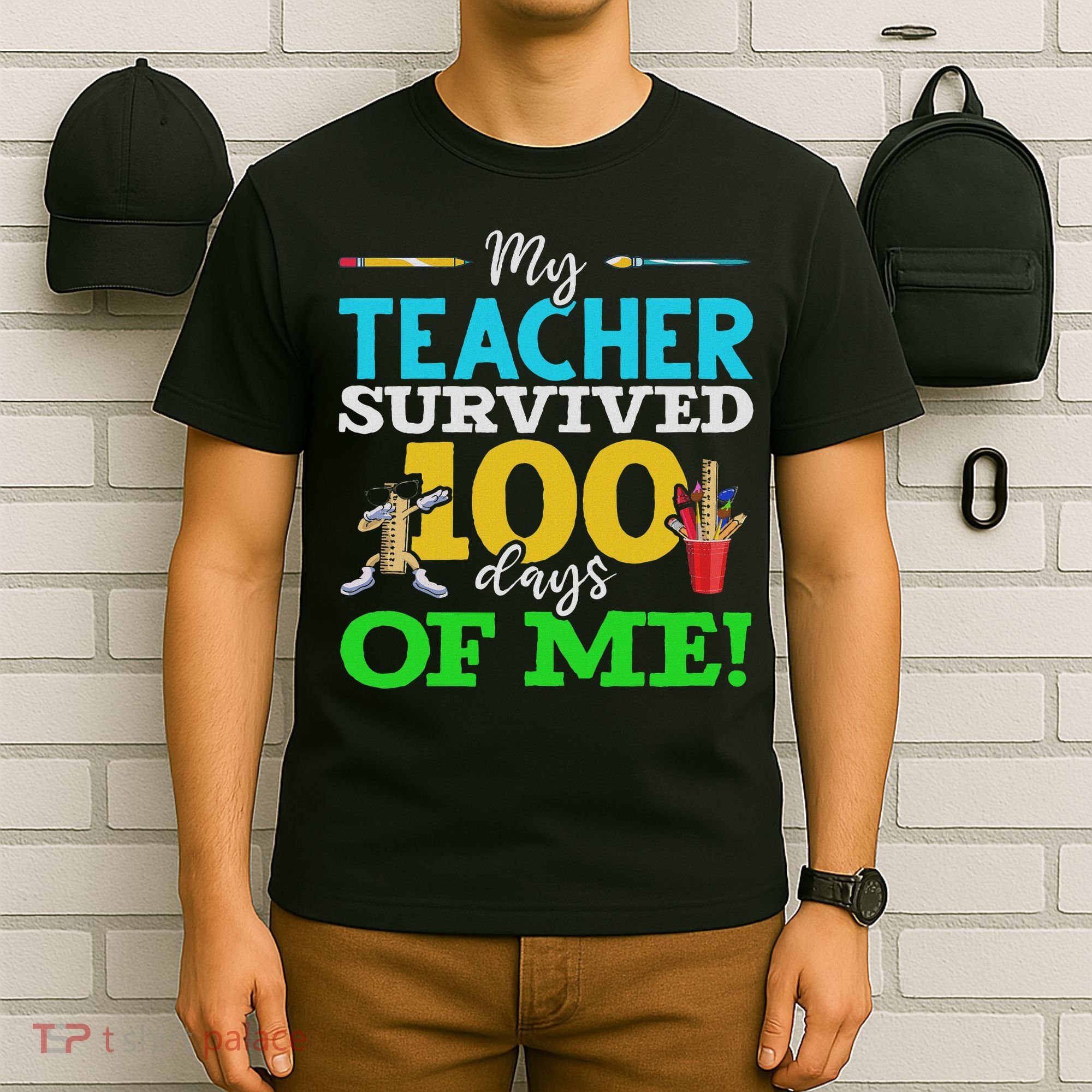 My Teacher Survived 100 Days Of Me Dab 100 Days Of School T-Shirt