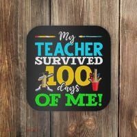 My Teacher Survived 100 Days Of Me Dab 100 Days Of School Coaster thumb 0