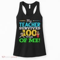 My Teacher Survived 100 Days Of Me Dab 100 Days Of School Women's Tank Top thumb 0