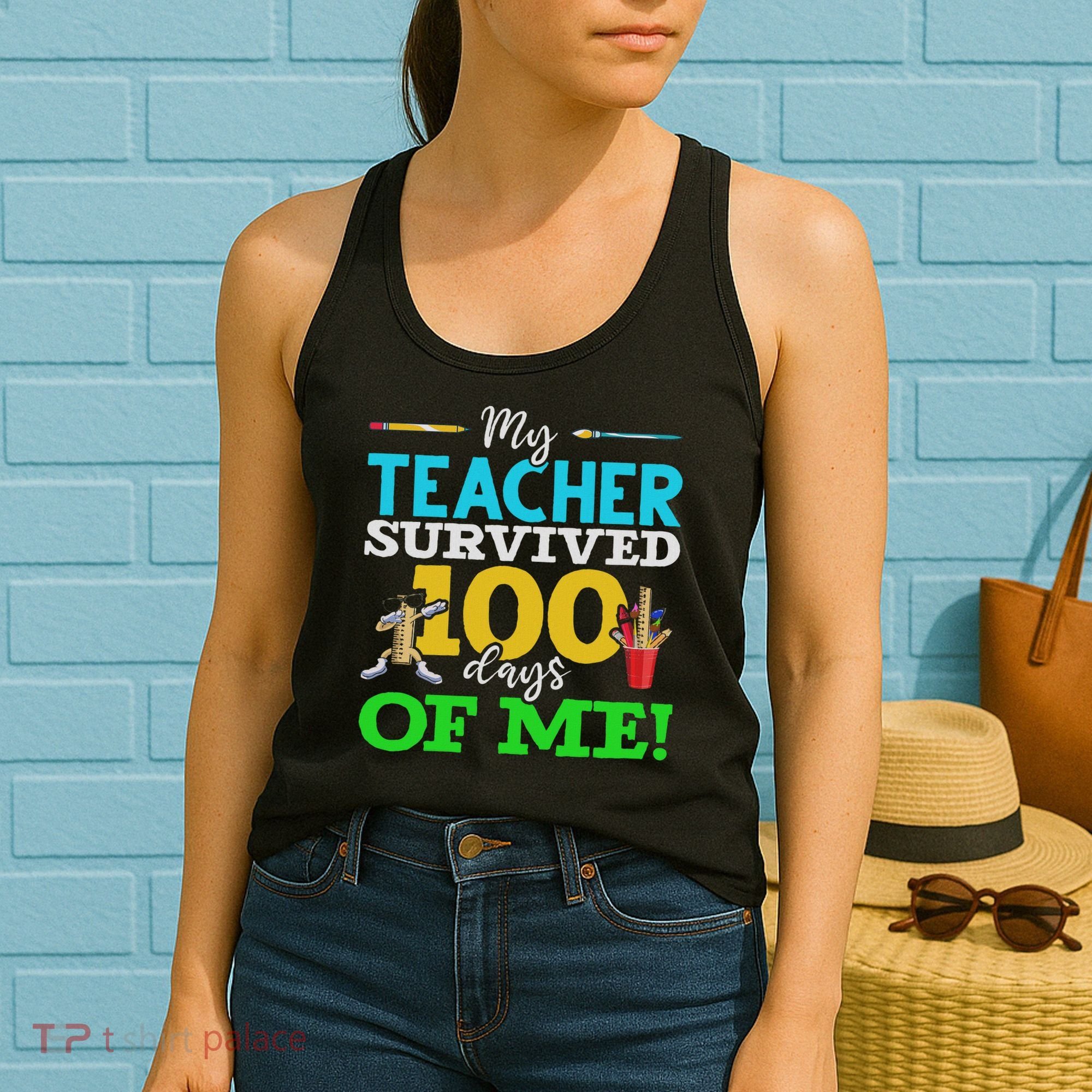 My Teacher Survived 100 Days Of Me Dab 100 Days Of School Women's Tank Top