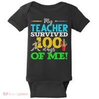 My Teacher Survived 100 Days Of Me Dab 100 Days Of School Baby Bodysuit thumb 0