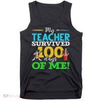 My Teacher Survived 100 Days Of Me Dab 100 Days Of School Tank Top thumb 0