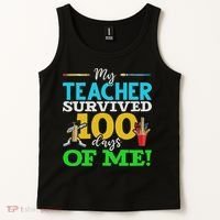 My Teacher Survived 100 Days Of Me Dab 100 Days Of School Tank Top thumb 2