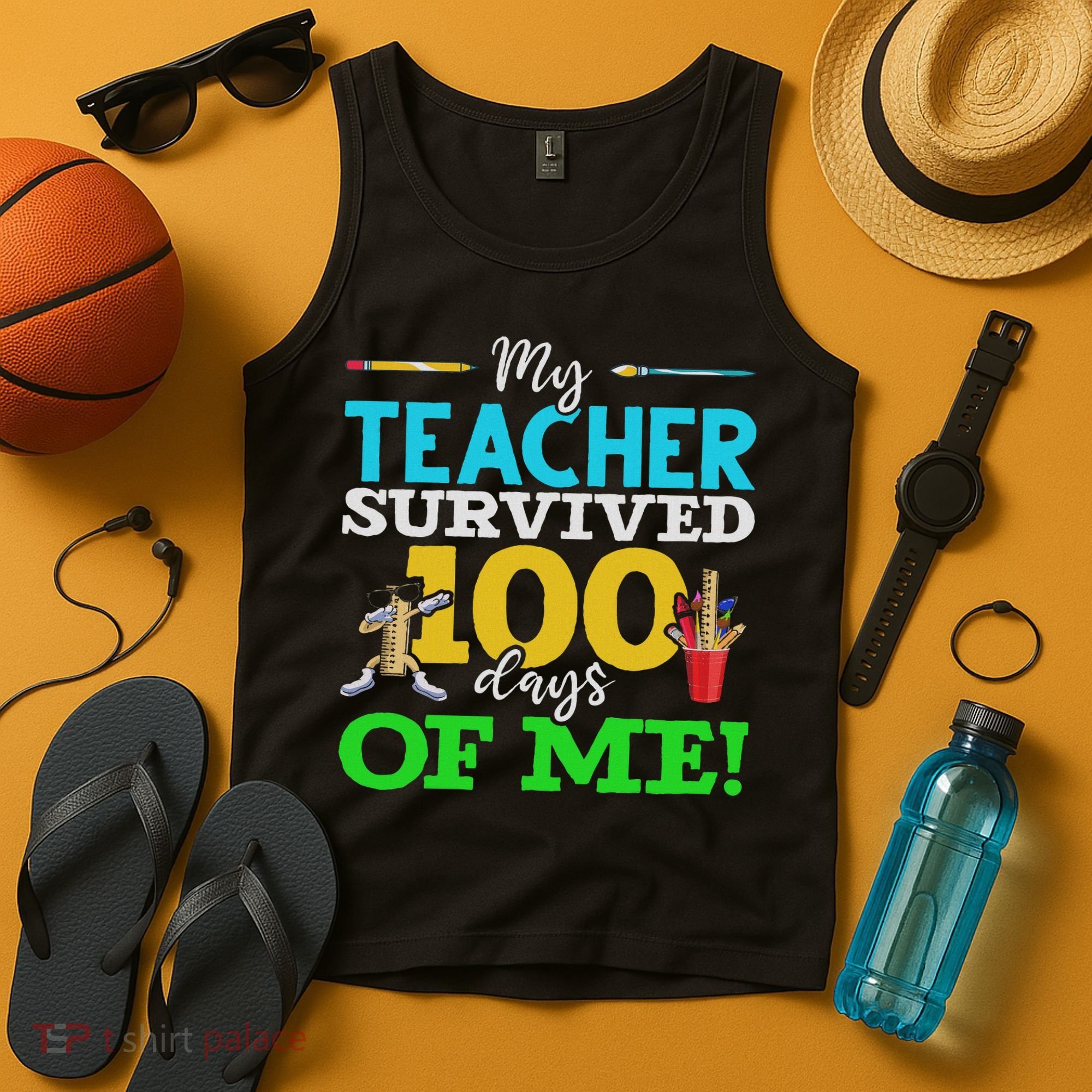 My Teacher Survived 100 Days Of Me Dab 100 Days Of School Tank Top
