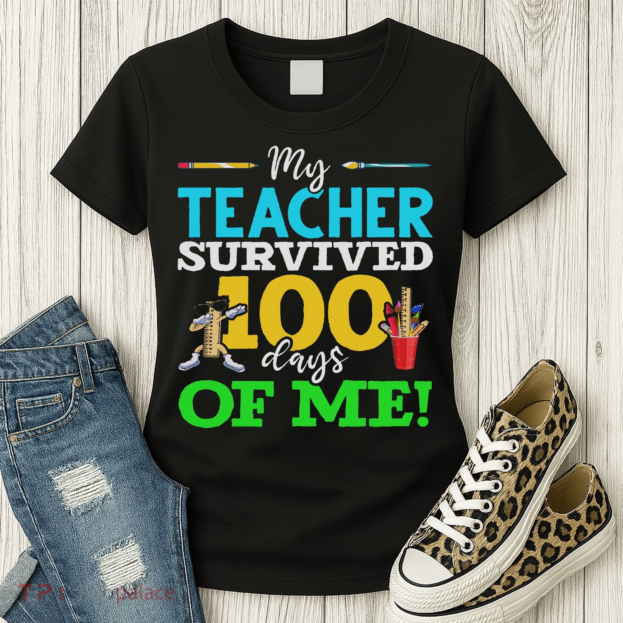 My Teacher Survived 100 Days Of Me Dab 100 Days Of School Women's T-Shirt