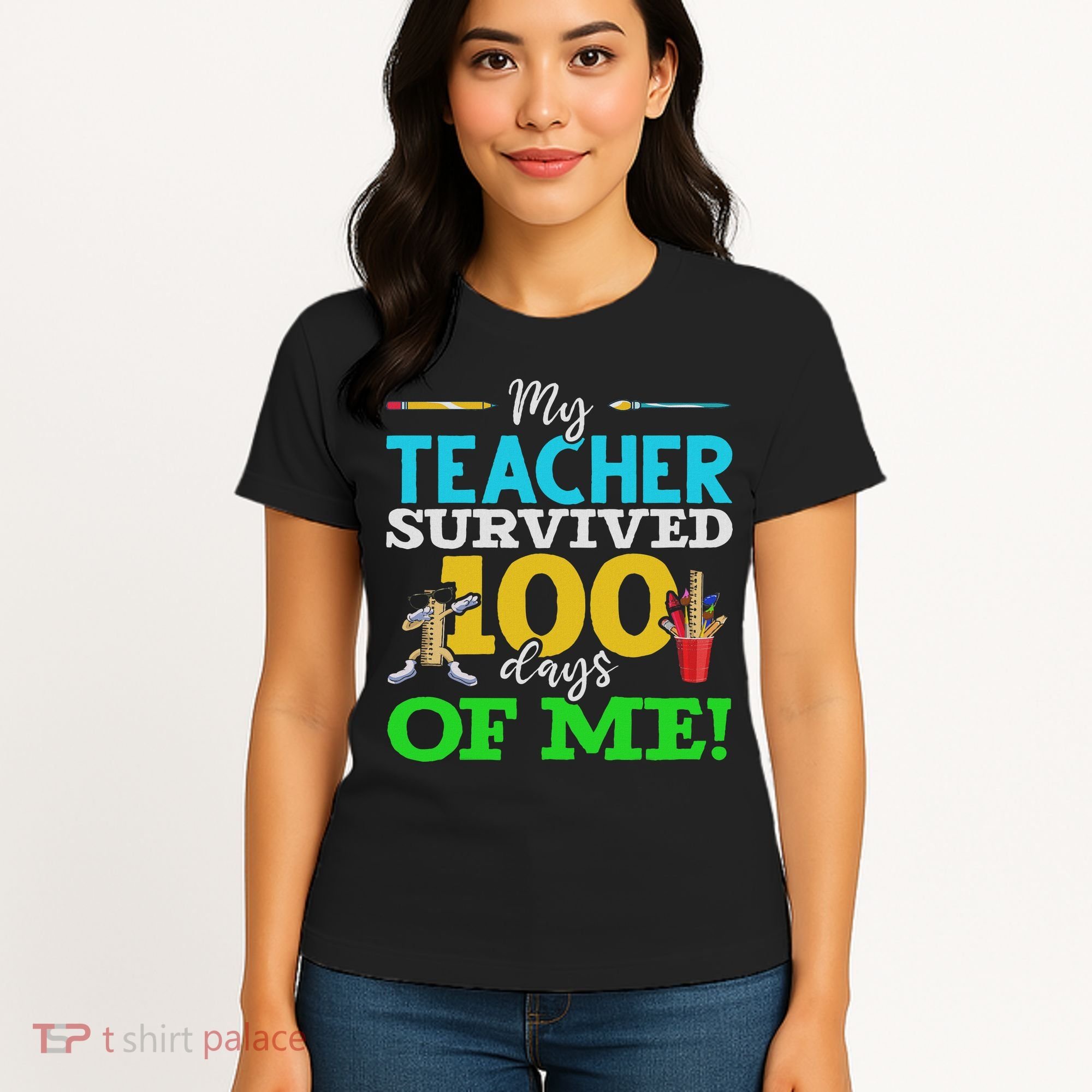 My Teacher Survived 100 Days Of Me Dab 100 Days Of School Women's T-Shirt