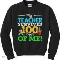 My Teacher Survived 100 Days Of Me Dab 100 Days Of School Kids Sweatshirt thumb 0