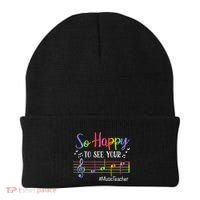 Music Teacher So Happy To See Your Face Back To School Funny Beanie thumb 0