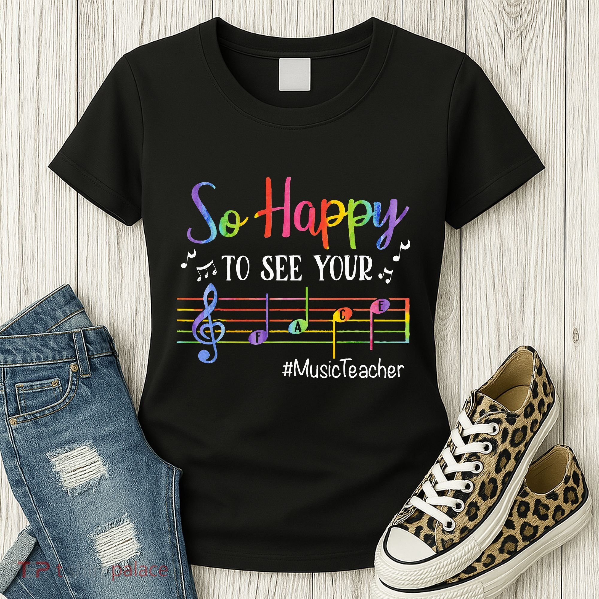 Music Teacher So Happy To See Your Face Back To School Funny Women's T-Shirt