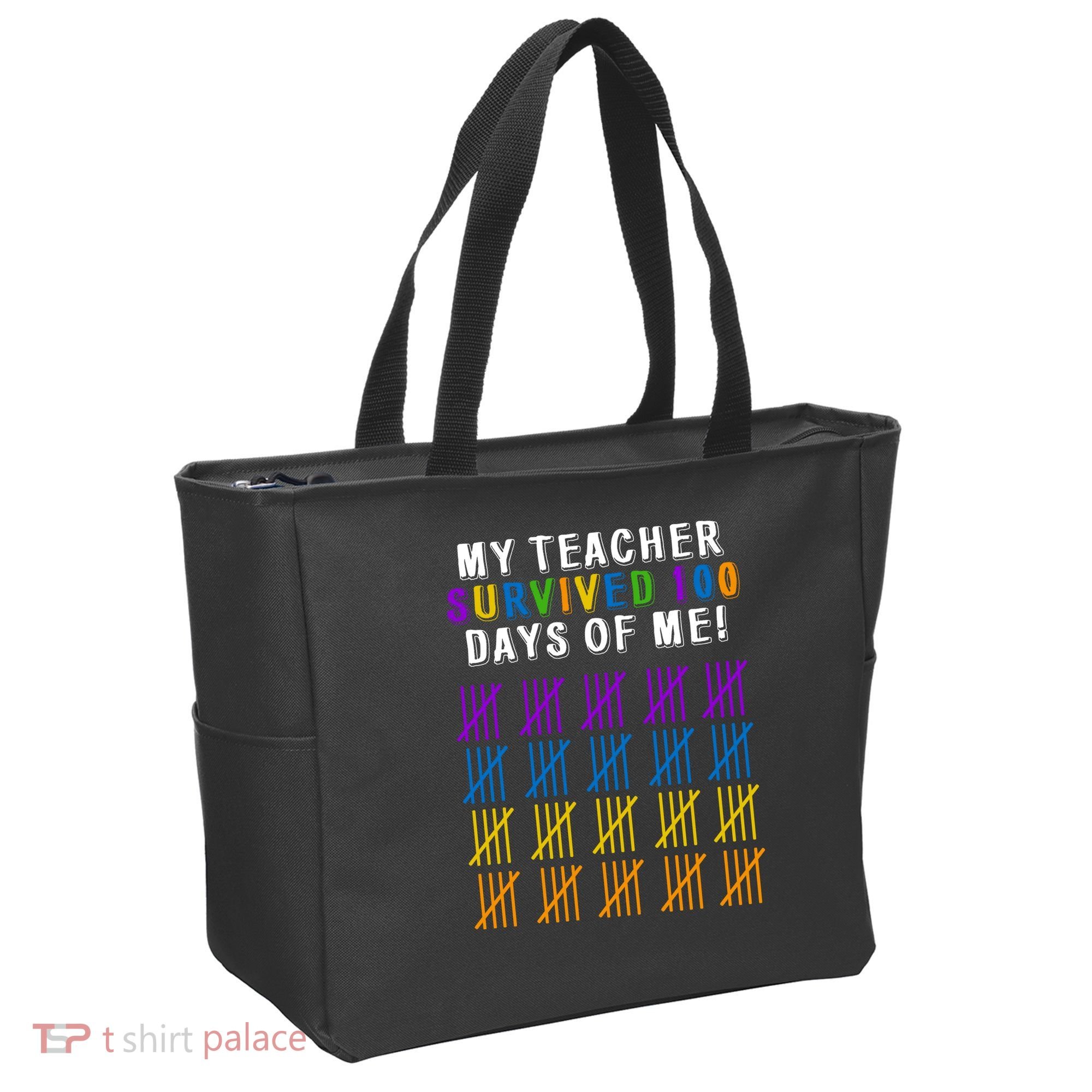 My Teacher Survived 100 Days Of Me Funny Tote Bag