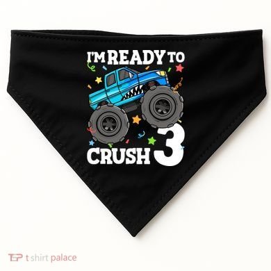 Monster Truck Shark 3rd Birthday Boy 3 Three USA-Made Doggie Bandana