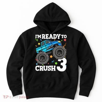 Monster Truck Shark 3rd Birthday Boy 3 Three Hoodie