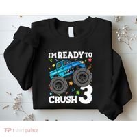 Monster Truck Shark 3rd Birthday Boy 3 Three Sweatshirt thumb 2