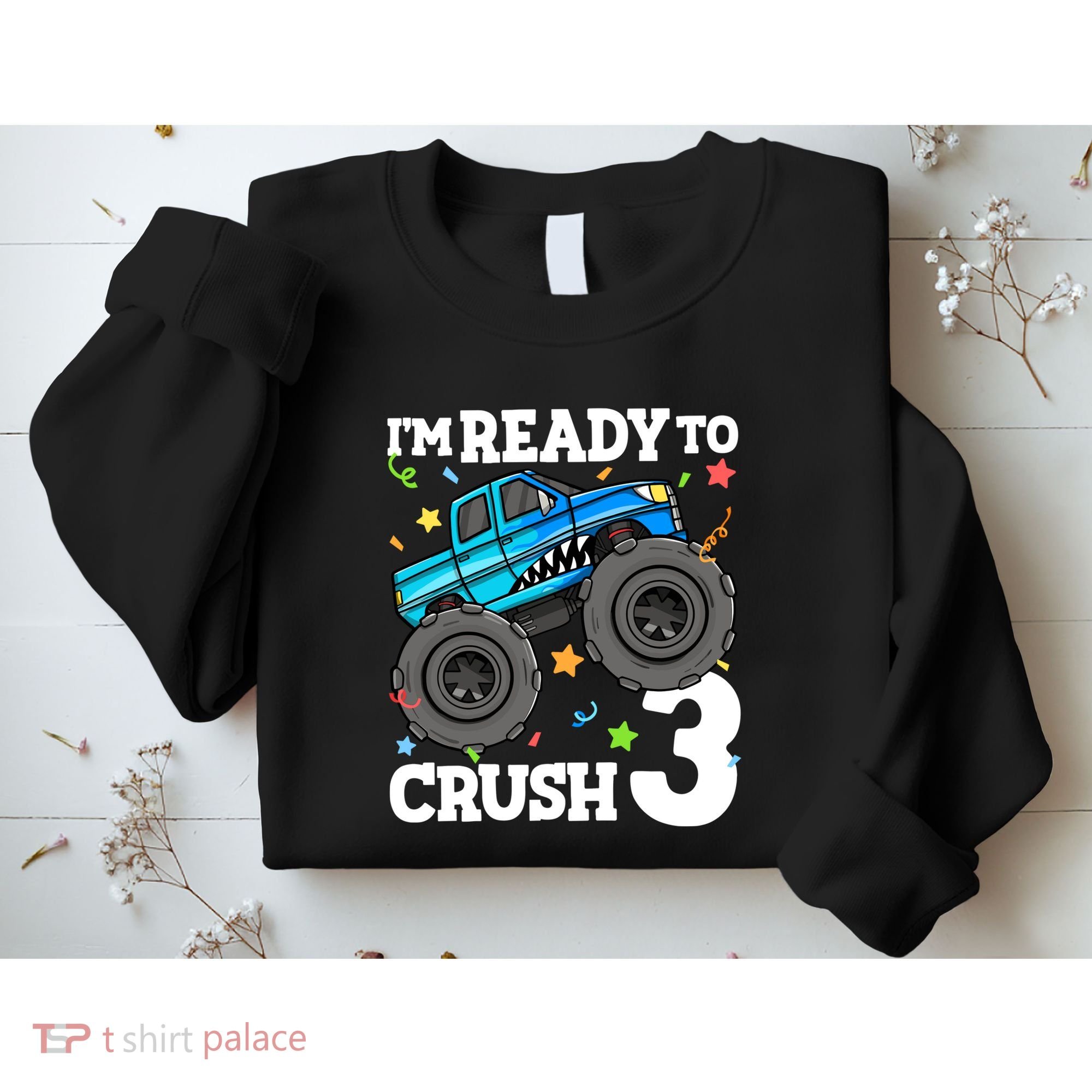 Monster Truck Shark 3rd Birthday Boy 3 Three Sweatshirt