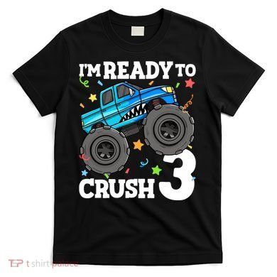 Monster Truck Shark 3rd Birthday Boy 3 Three T-Shirt
