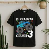 Monster Truck Shark 3rd Birthday Boy 3 Three T-Shirt thumb 2