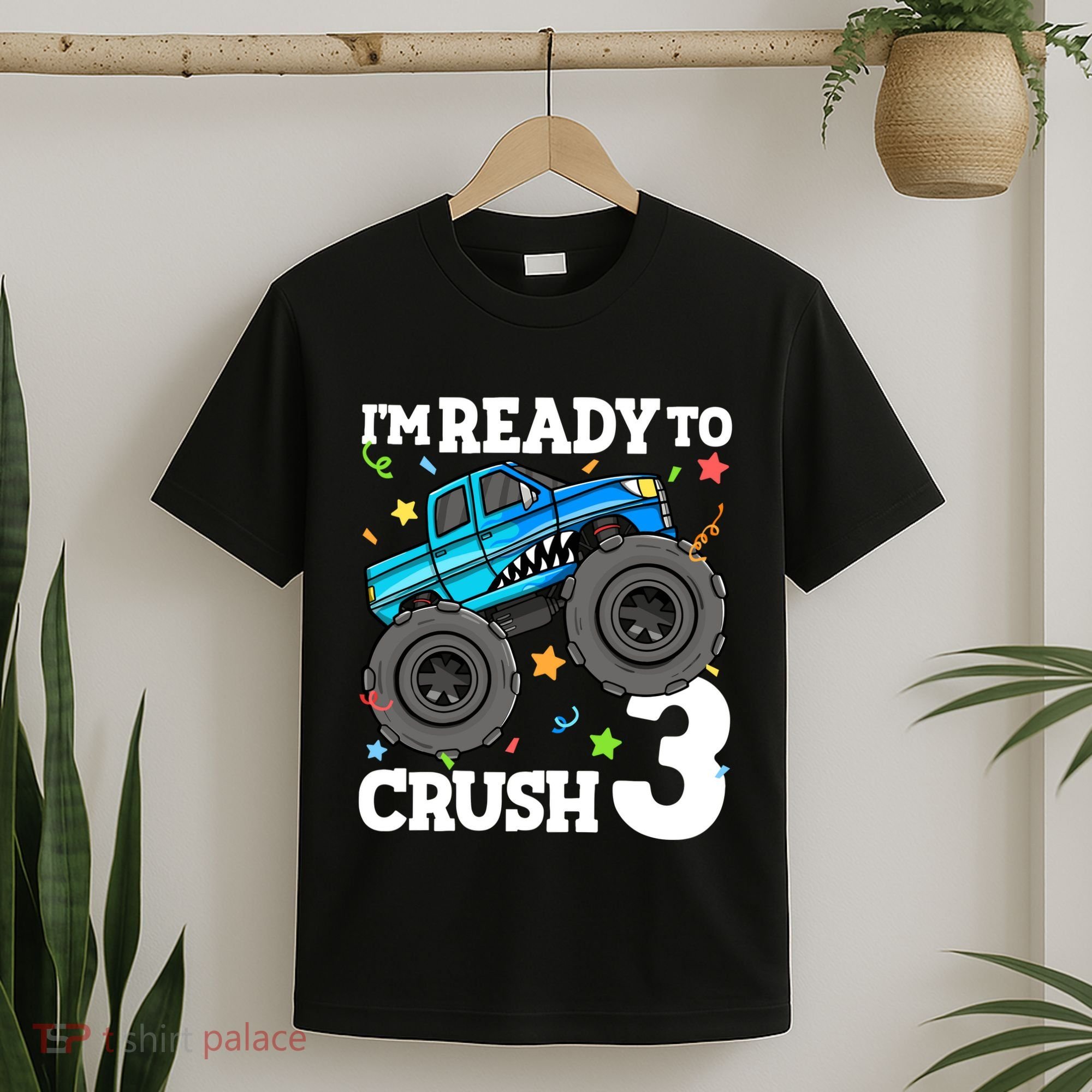 Monster Truck Shark 3rd Birthday Boy 3 Three T-Shirt
