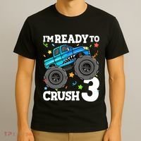 Monster Truck Shark 3rd Birthday Boy 3 Three T-Shirt thumb 3