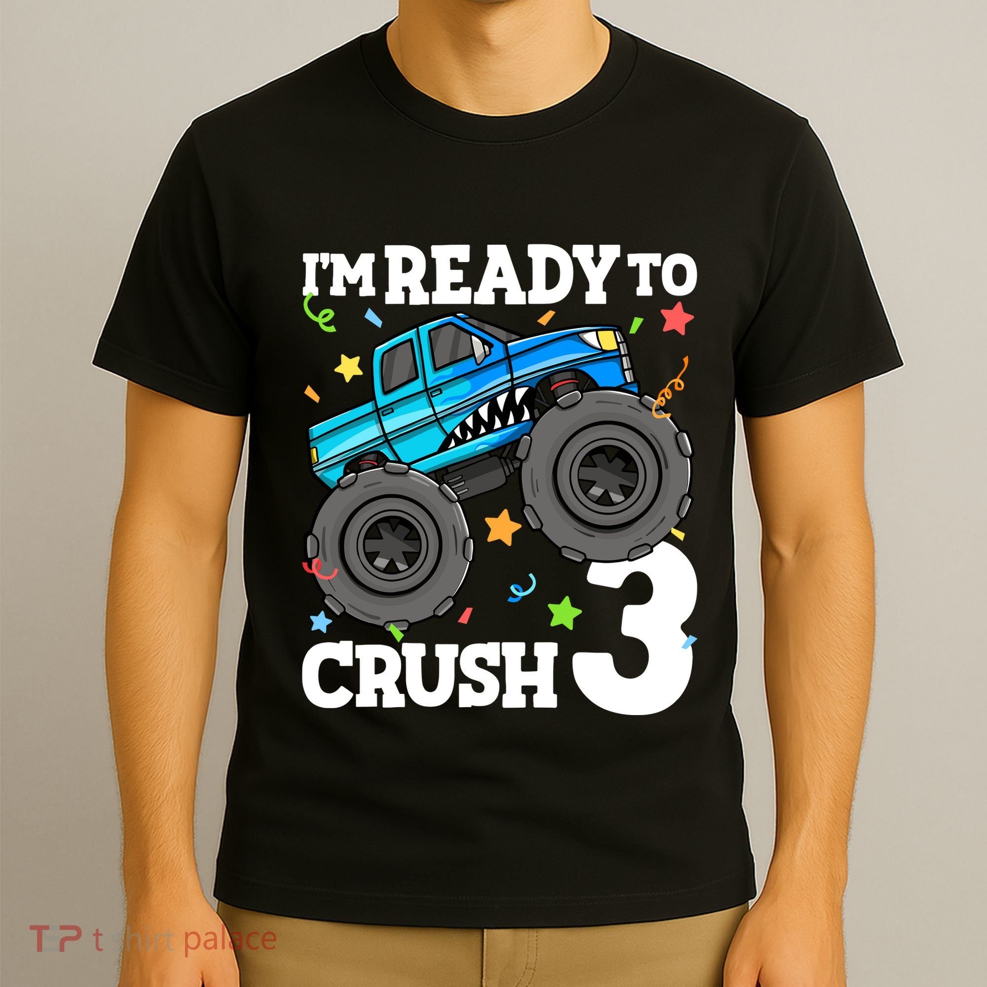 Monster Truck Shark 3rd Birthday Boy 3 Three T-Shirt