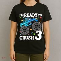 Monster Truck Shark 3rd Birthday Boy 3 Three T-Shirt thumb 4