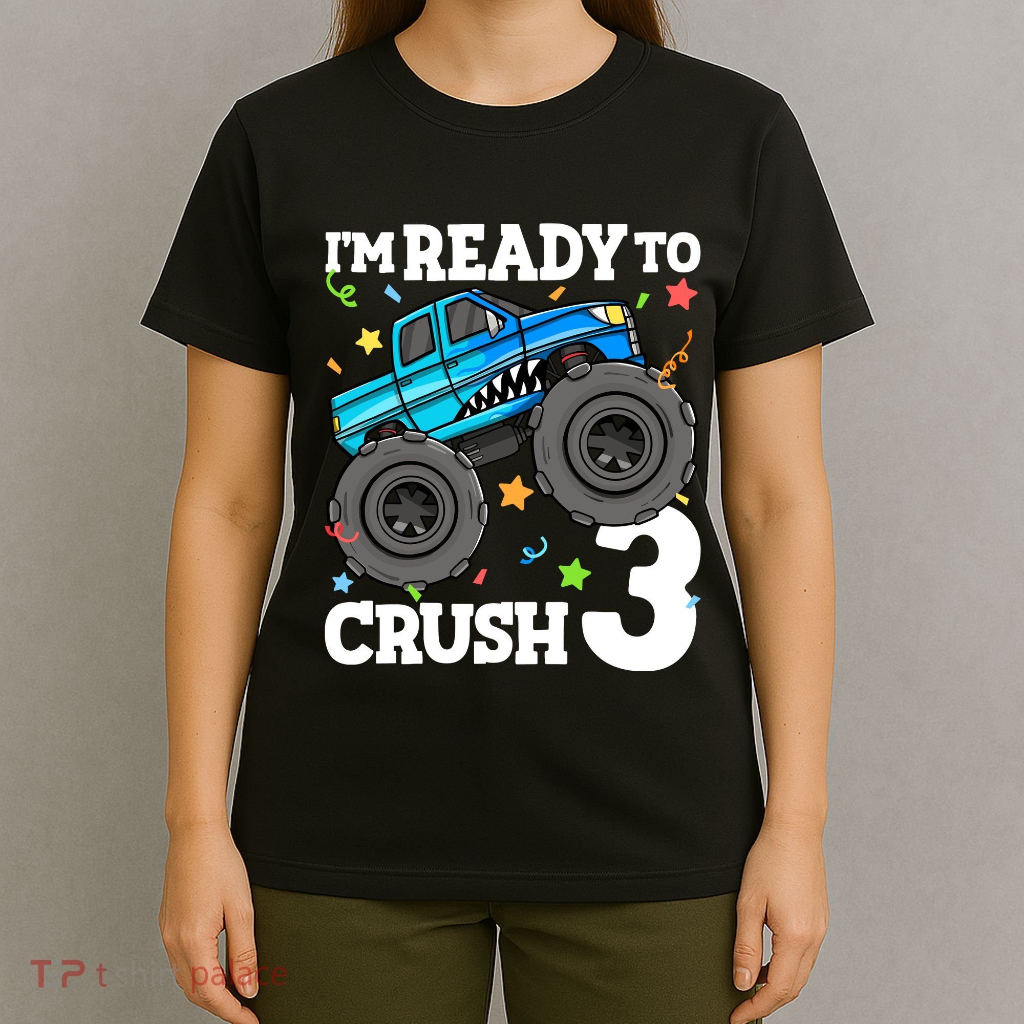 Monster Truck Shark 3rd Birthday Boy 3 Three T-Shirt
