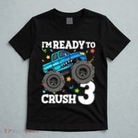 Monster Truck Shark 3rd Birthday Boy 3 Three T-Shirt thumb 5
