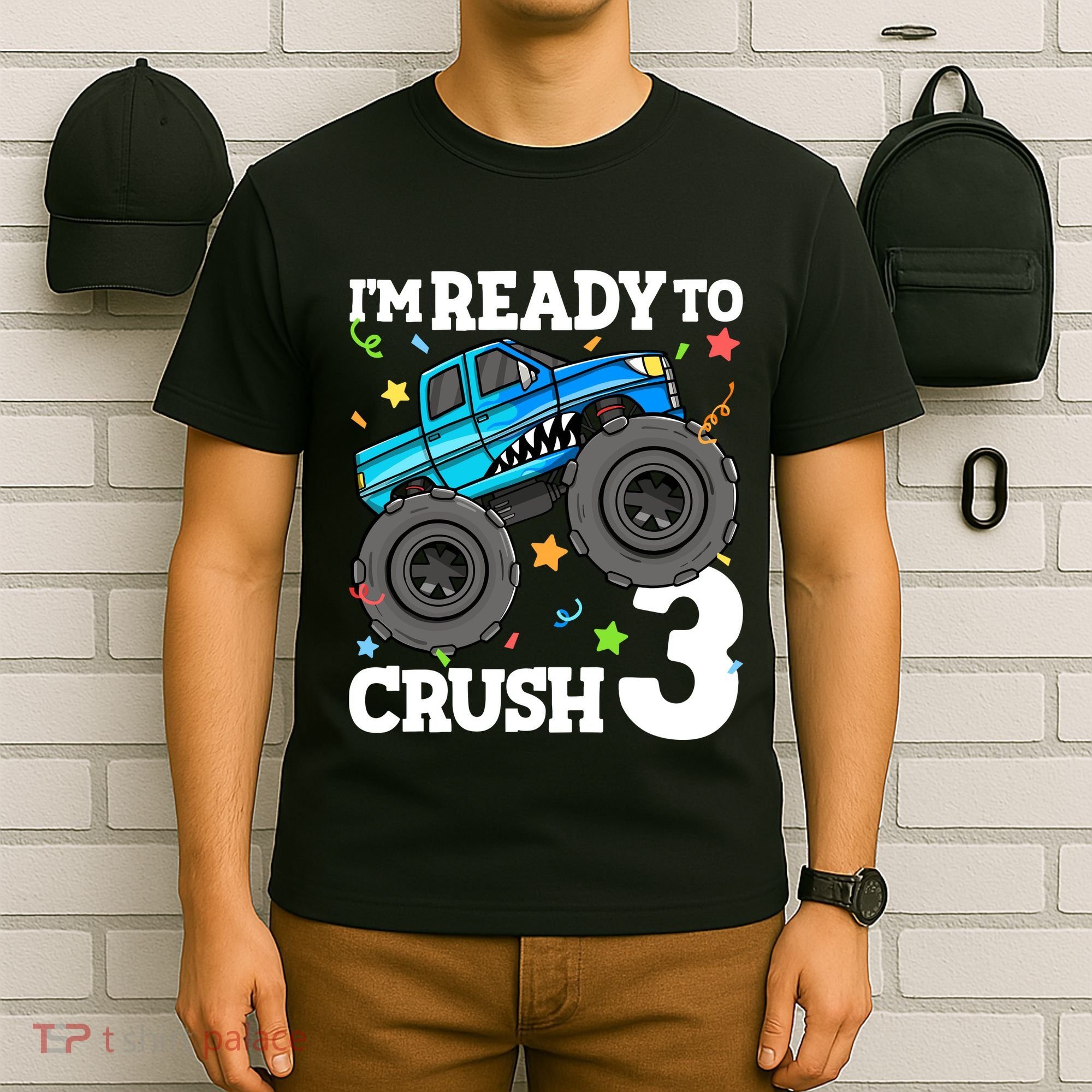 Monster Truck Shark 3rd Birthday Boy 3 Three T-Shirt