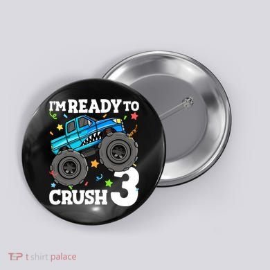 Monster Truck Shark 3rd Birthday Boy 3 Three Button