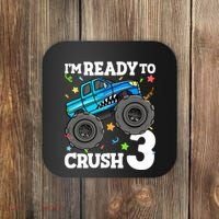 Monster Truck Shark 3rd Birthday Boy 3 Three Coaster thumb 0