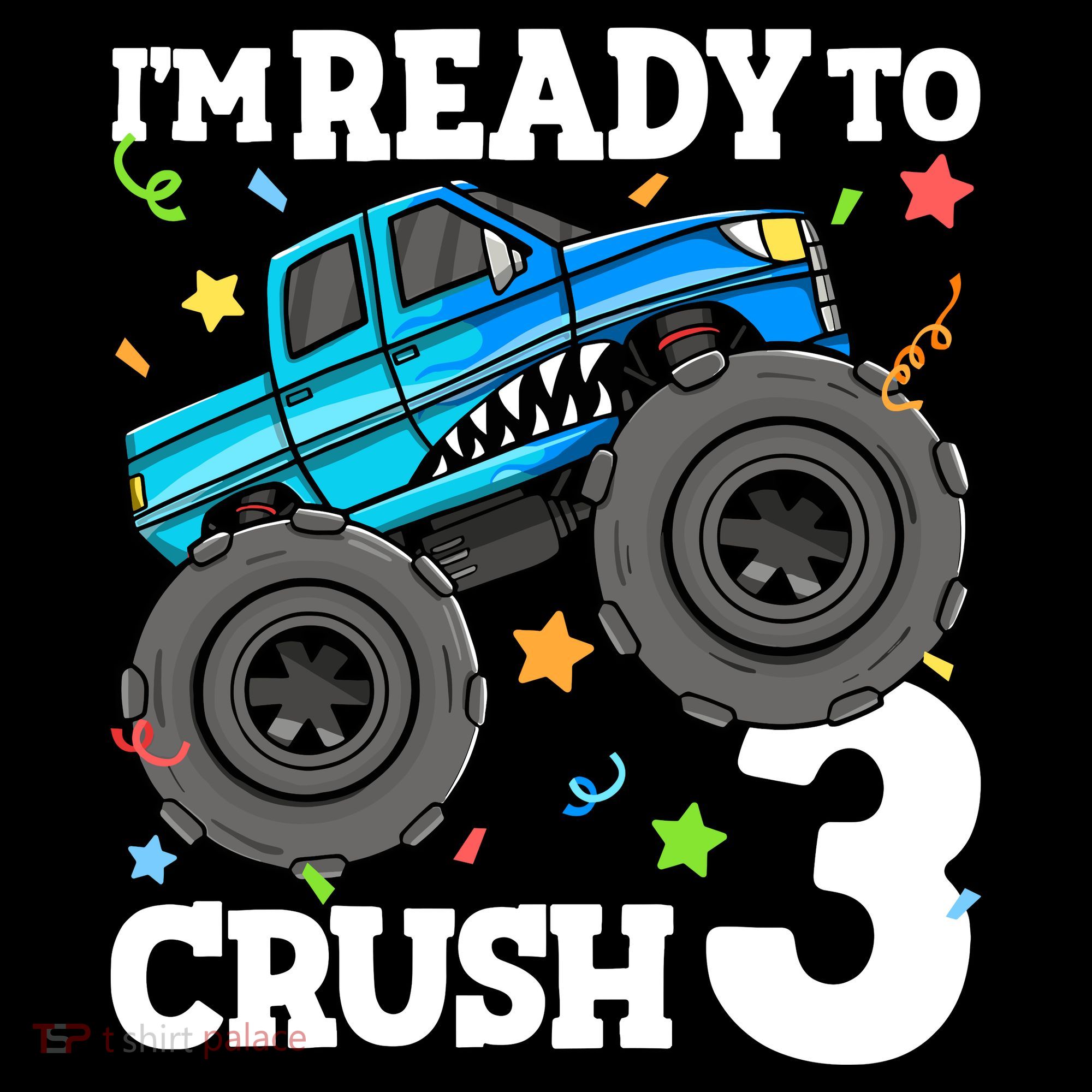 Monster Truck Shark 3rd Birthday Boy 3 Three Coaster