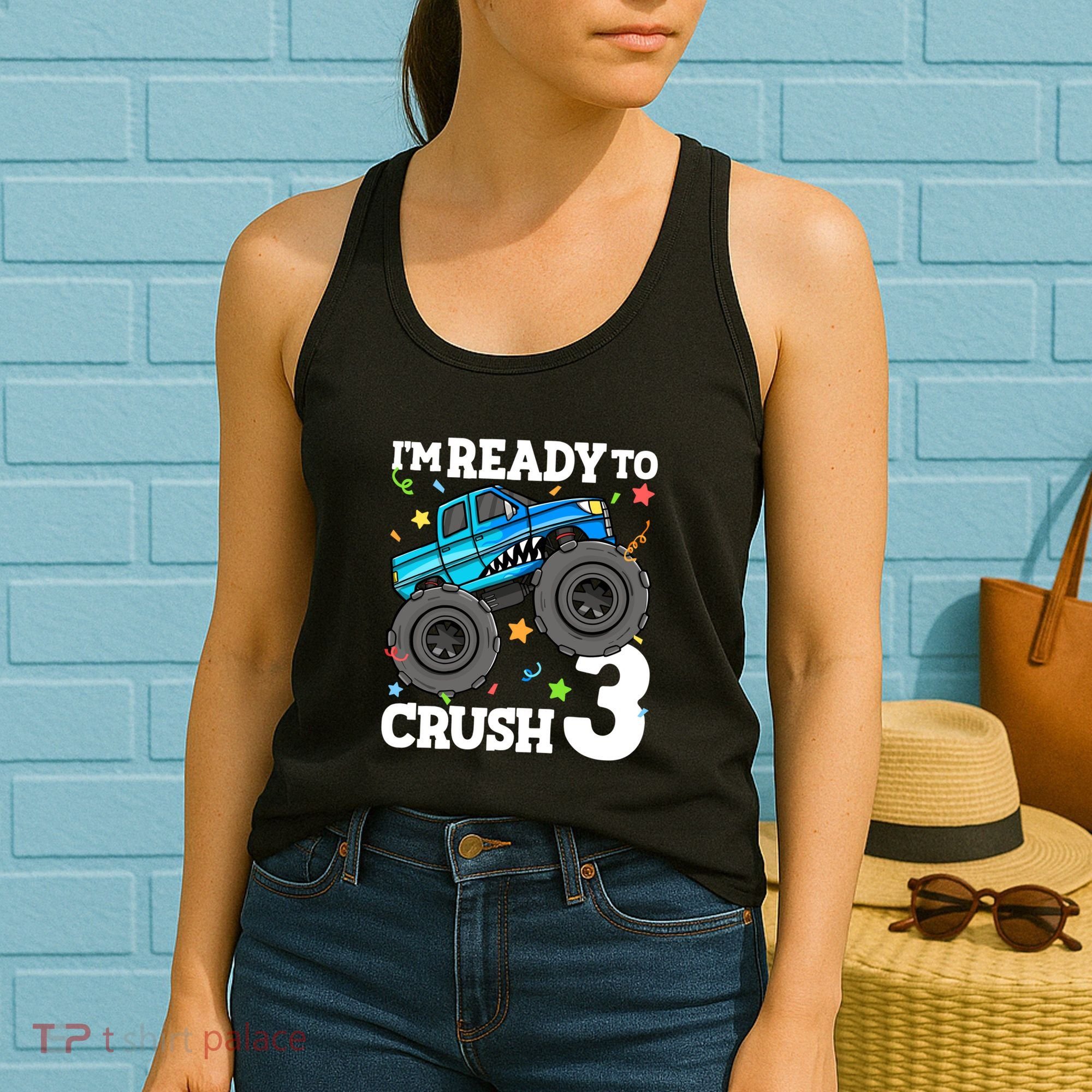 Monster Truck Shark 3rd Birthday Boy 3 Three Women's Tank Top