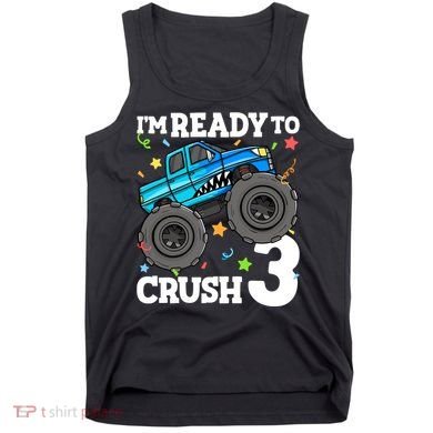 Monster Truck Shark 3rd Birthday Boy 3 Three Tank Top