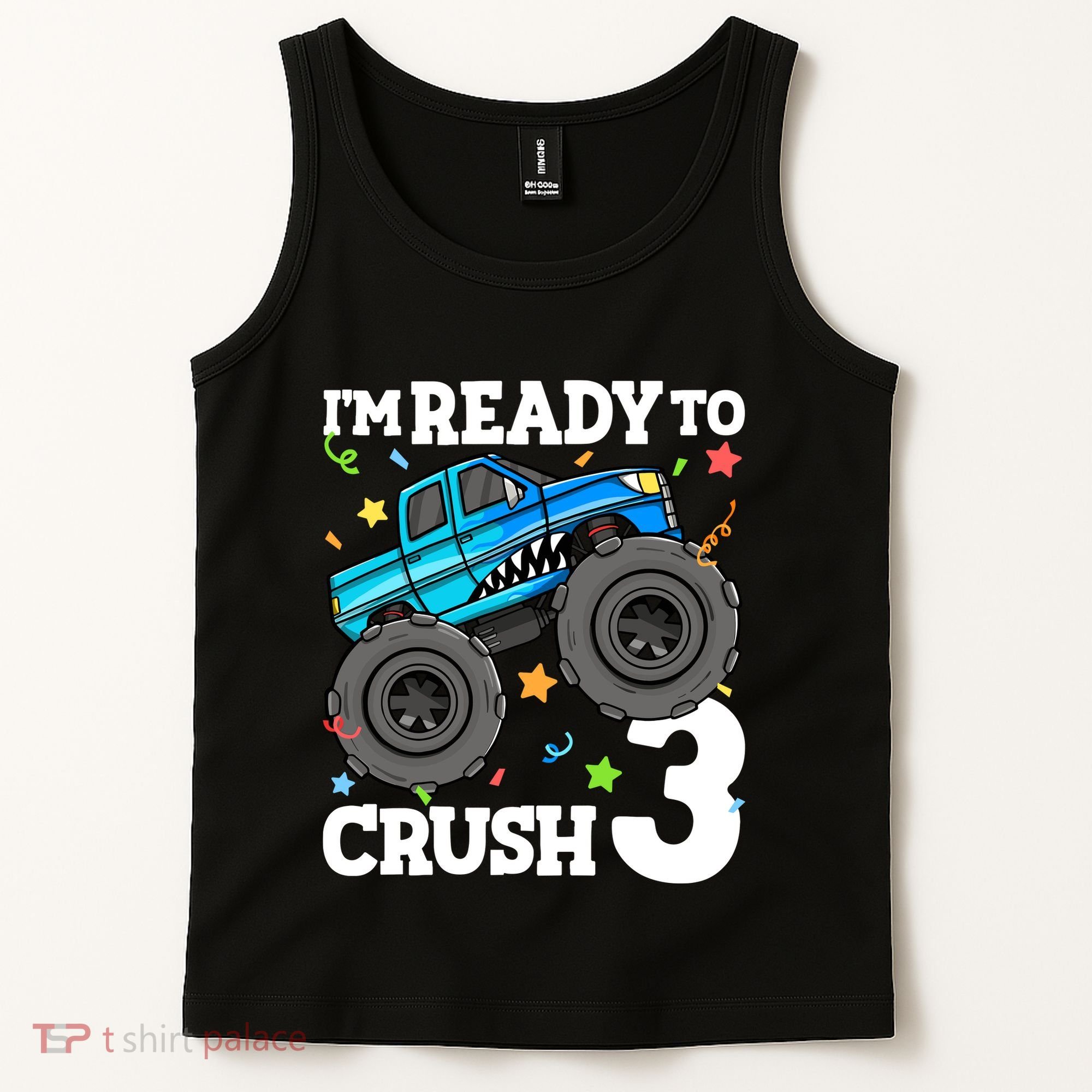 Monster Truck Shark 3rd Birthday Boy 3 Three Tank Top
