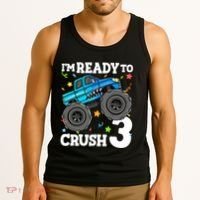 Monster Truck Shark 3rd Birthday Boy 3 Three Tank Top thumb 3