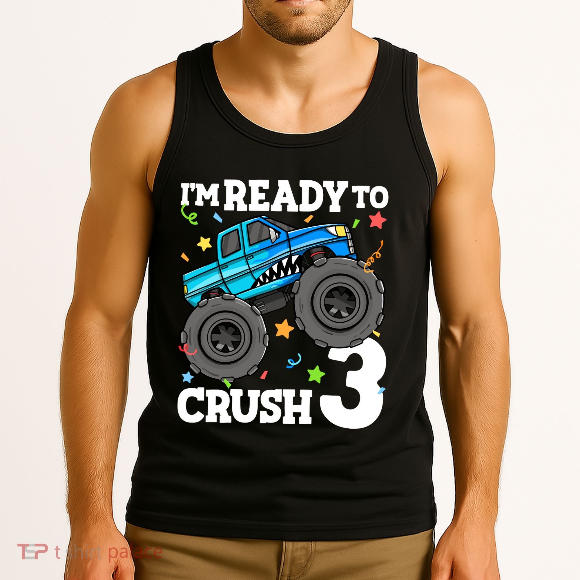 Monster Truck Shark 3rd Birthday Boy 3 Three Tank Top