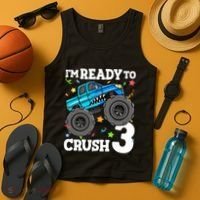 Monster Truck Shark 3rd Birthday Boy 3 Three Tank Top thumb 4