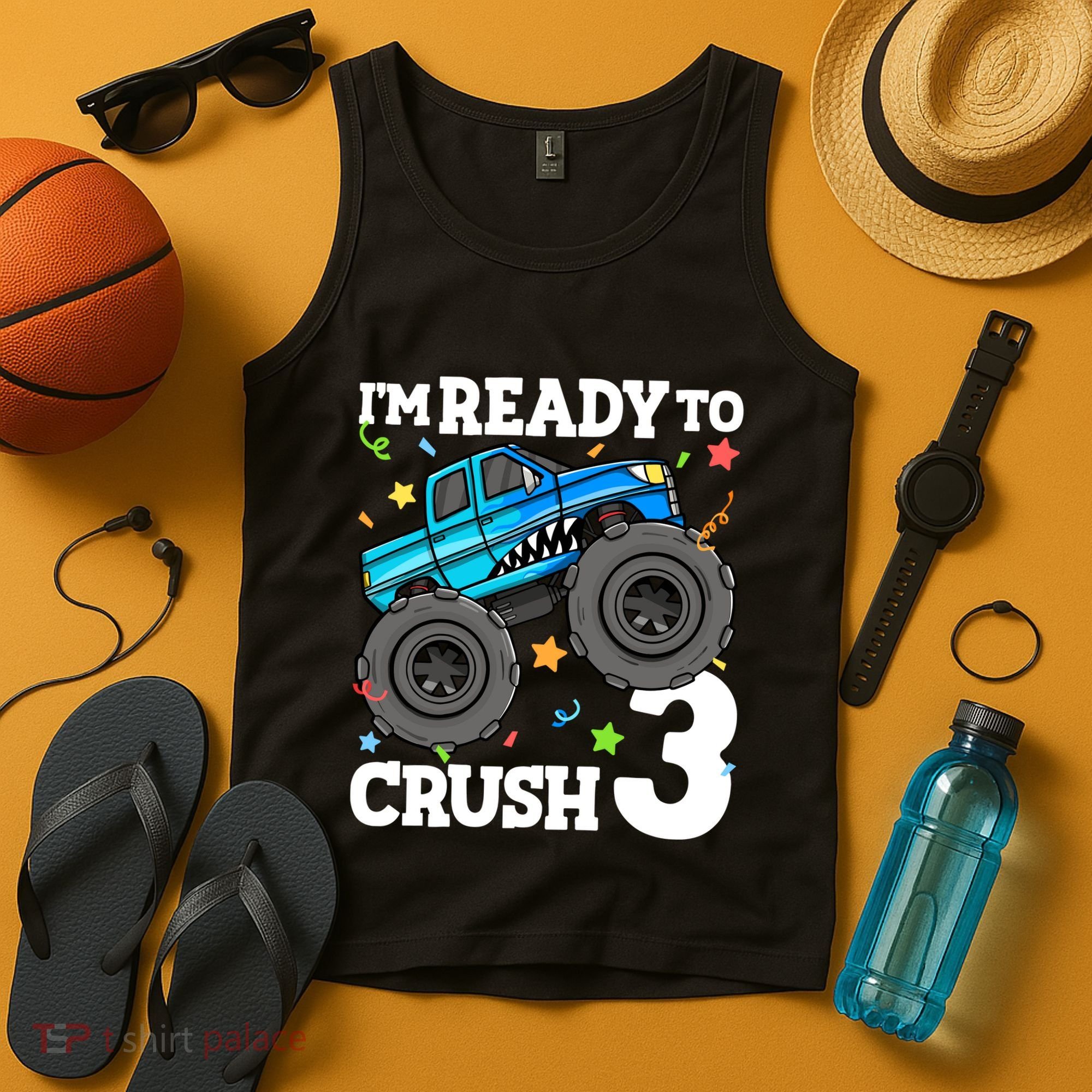 Monster Truck Shark 3rd Birthday Boy 3 Three Tank Top